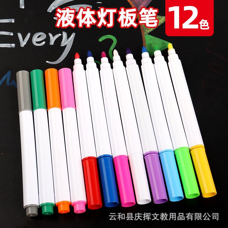 Factory wholesale erasable liquid chalk color mini children graffiti painting acrylic LED fluorescent light board pen