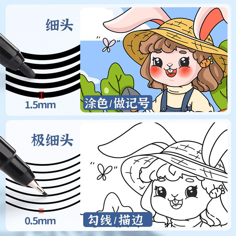 Baoneng Marker Black Double-Ended Rub-Resistant Oil-Based Pen Small Wholesale Painting Hook Pen thumbnail 2