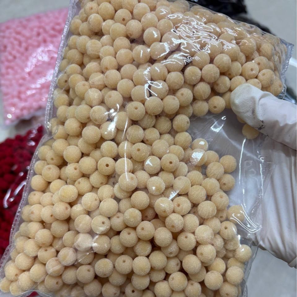 Flocking round beads perforated beads jewelry accessories fur ball thumbnail 3