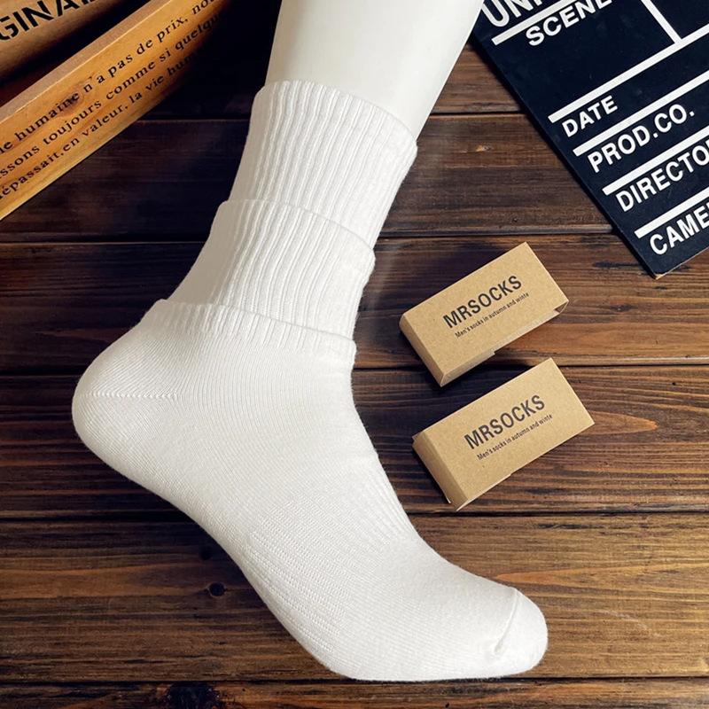 100% Pure Cotton Xinjiang Cotton Socks, Men's and Women's Sports Socks, Black and White Solid Color, Spring and Autumn, All-Season, Student Couple Anti-Odor Short Socks thumbnail 3