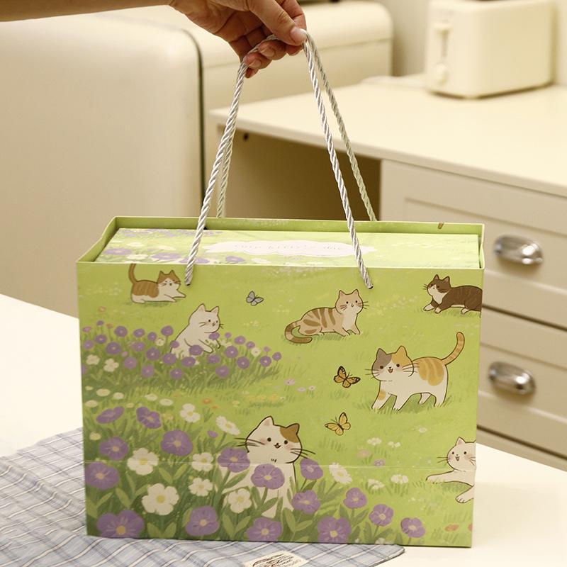 Ins Style Magnetic Gift Box Cartoon Kitten Birthday Gift Packaging Box Carton Empty Box High-Value Satchel Gift Box