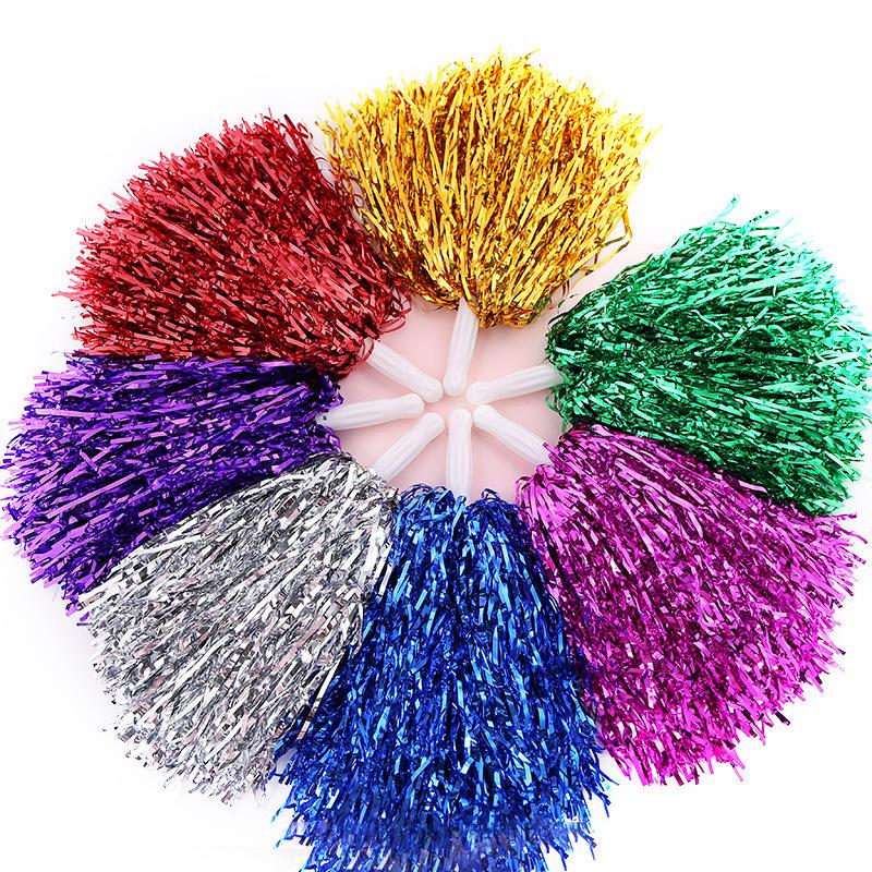 Cross-Border Sports Event Pom-Poms, 20g Small Handle Cheerleading Atmosphere Props, Handheld Props for Fitness Square Dance, Colorful Balls