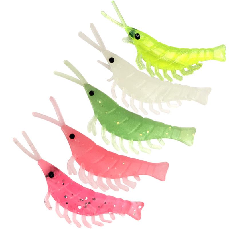 Simulated Fish Bait Soft Shrimp Colorfulful Small Shrimp with Eyes 3.9 cm 0.4 g Soft Bait Luya Bait Outdoor Fishing Supplies