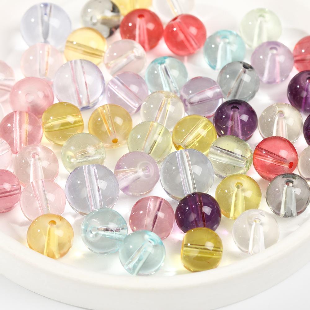Colorful Round Beads with Straight Holes, Special Transparent DIY Handmade Glass Beaded Jewelry Accessories, Colorful Round Beads, Wholesale Beads