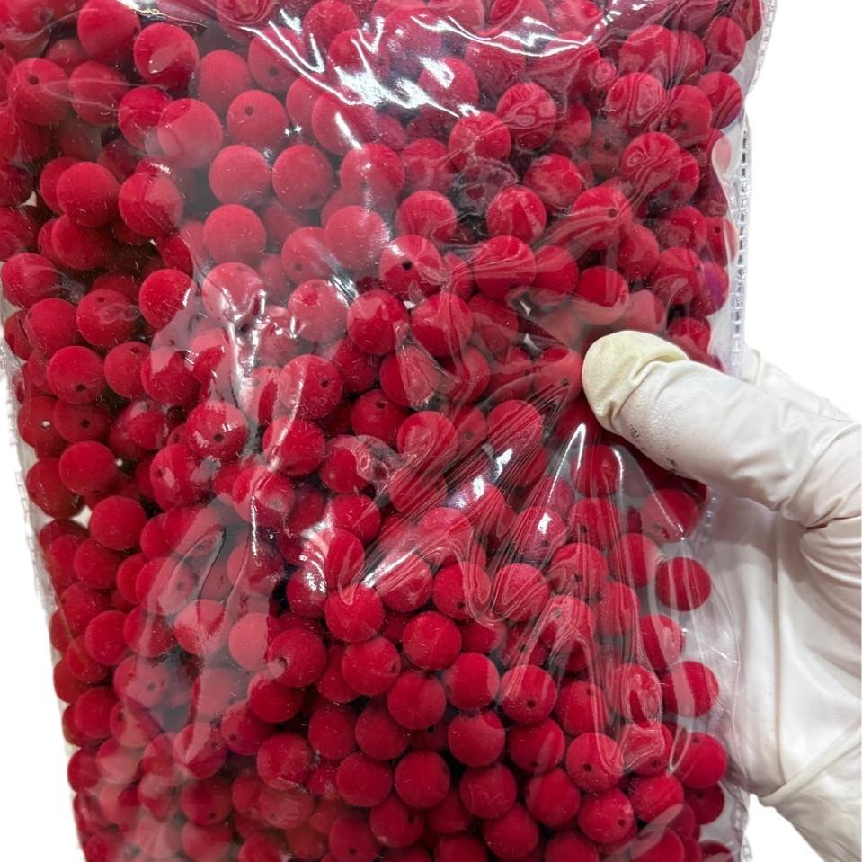 Flocking round beads perforated beads jewelry accessories fur ball thumbnail 5