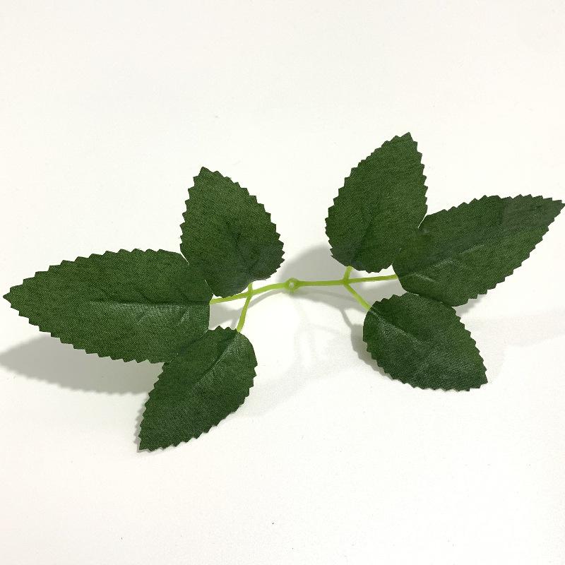 Silk-screen large one-piece 6-leaf rose leaves