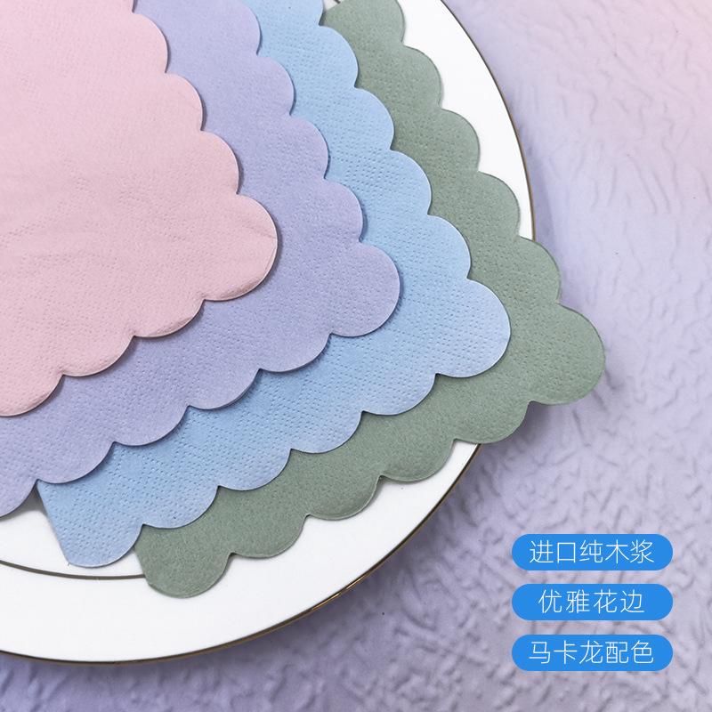 Dyed Lace Paper Napkins in Stock, Pure Wood Pulp Fan-Shaped Napkins, Combination Pack, Cocktail Napkins, Direct from Manufacturer, Cross-Border Wholesale thumbnail 2