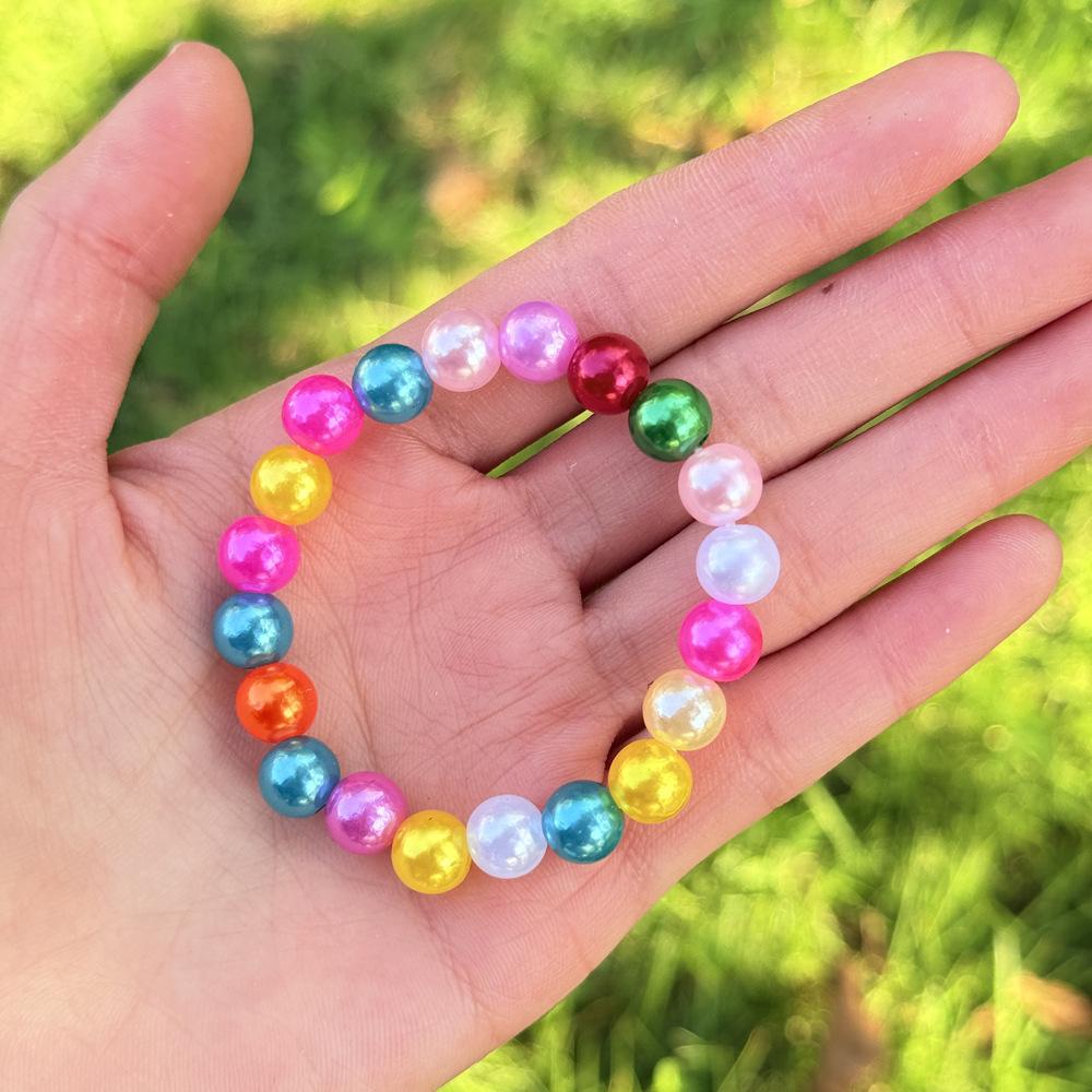 8mm mixed color plastic pearl bracelet [default 20 pieces]