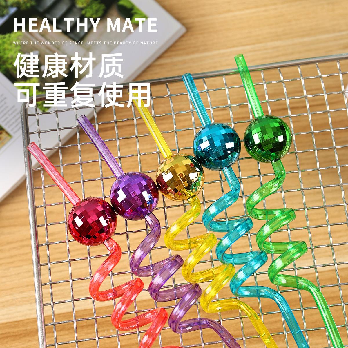 11005 Christmas Ball Straw Bar Creative Shape Straw Recyclable Disco Christmas Ball Straw thumbnail 3