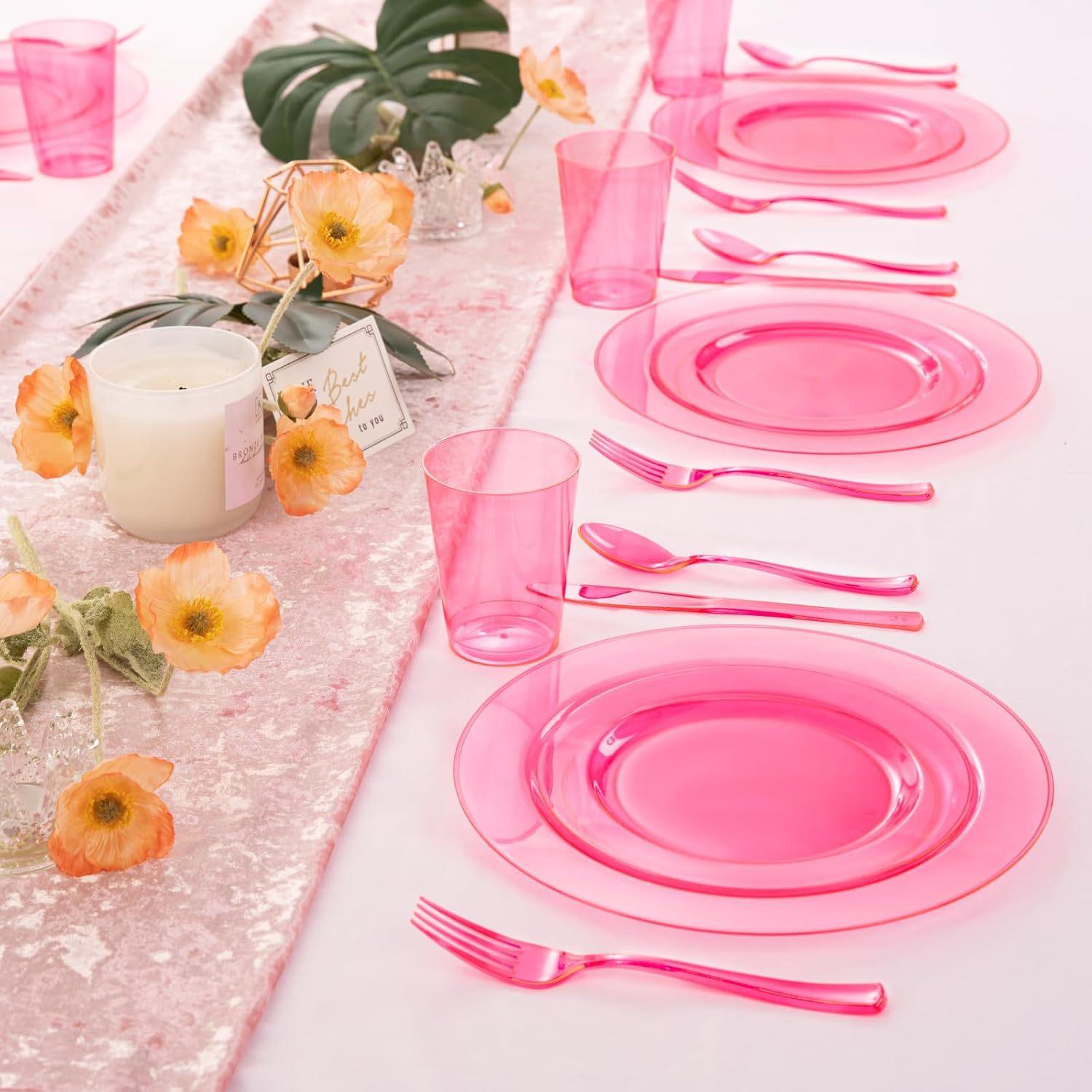 Colorful Transparent Colorful Series Party Banquet Dinner Plastic Disposable Cutlery, Forks, Spoons, Plates, Cups and Tableware Sets thumbnail 3