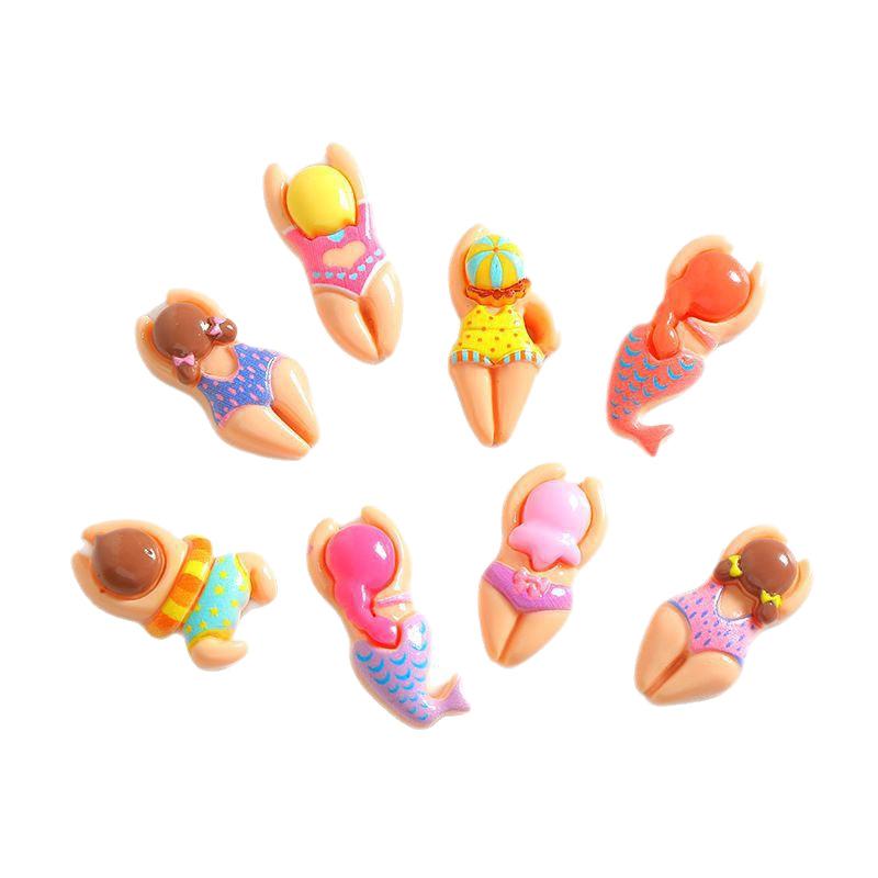 Cartoon Swimming Villain Swimsuit Girl Resin Accessories Handmade DIY Hair Accessories Hole Shoe Buckle Hairpin Jewelry Accessories thumbnail 5
