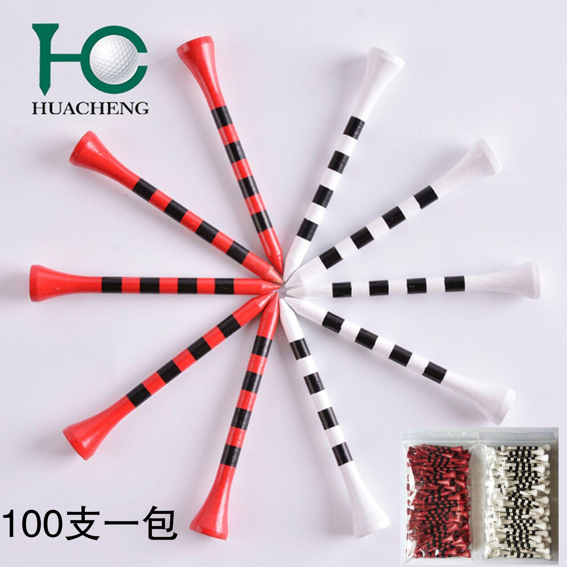 New Style Fuli Sports Manufacturer Wholesale Golf Colorful Striped Tee Wooden Peg 70mm Natural Wood Color Ball Holder thumbnail 3