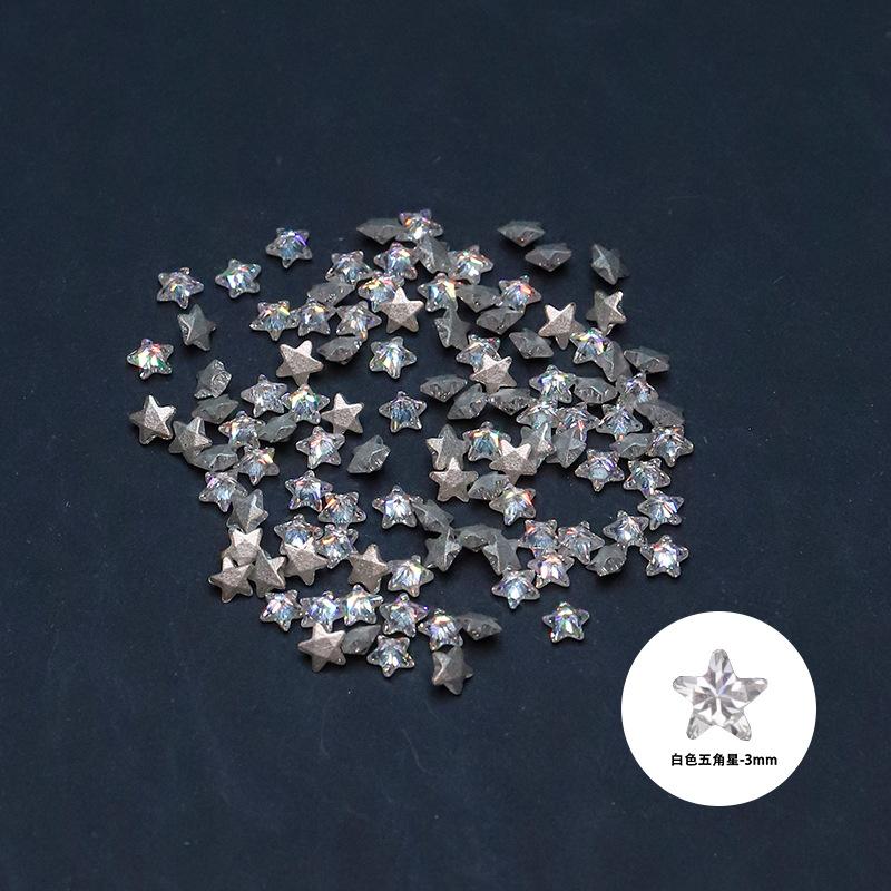 White five-pointed star 3mm [single]