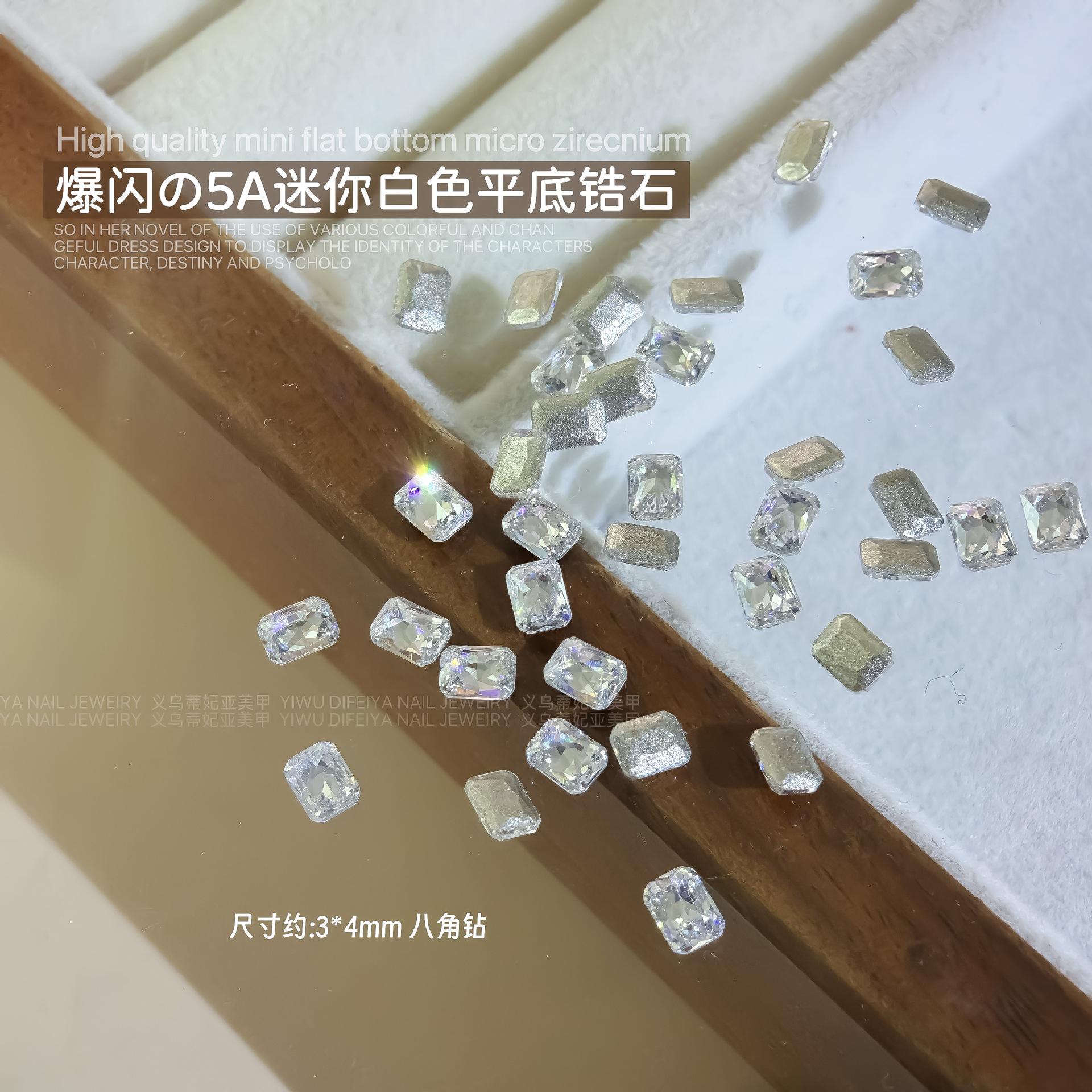 White flat bottom beveled zircon [3*4mm octagonal]