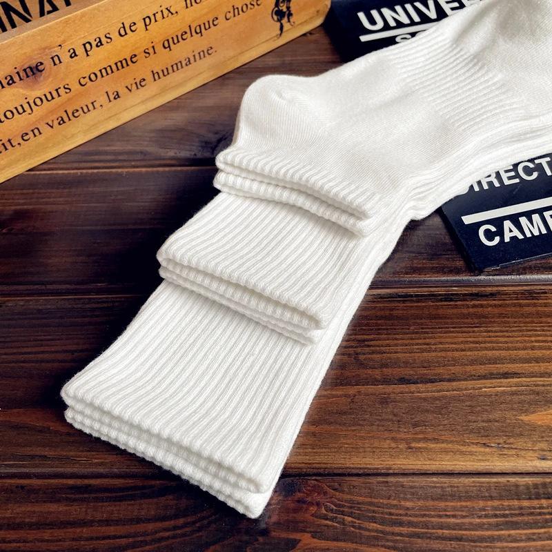 100% Pure Cotton Xinjiang Cotton Socks, Men's and Women's Sports Socks, Black and White Solid Color, Spring and Autumn, All-Season, Student Couple Anti-Odor Short Socks thumbnail 4