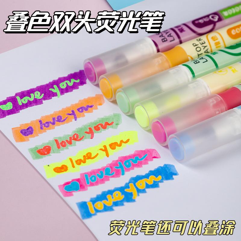 New Korean-style double-head color highlighter ins high-value large-capacity students do hand account marking key marker