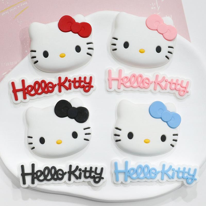 Large Black Kt Cat Head Soft Rubber Accessories diy Mobile Phone Case Water Cup Refrigerator Sticker Hole Shoe Buckle Storage Box Decoration thumbnail 3