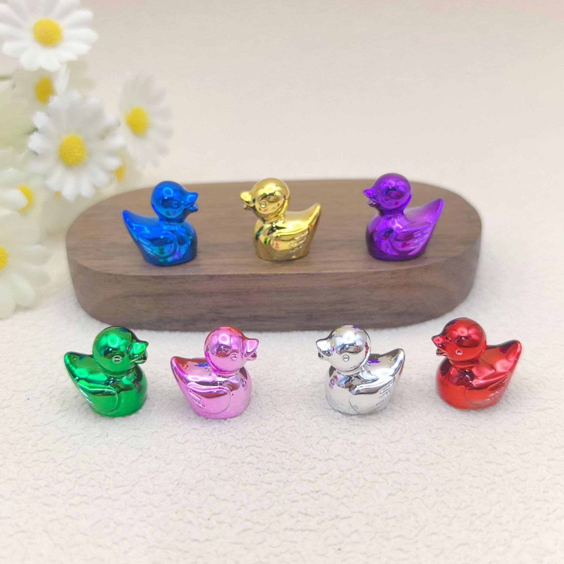 Cross-Border New Electroplated Colorful Duck Miniature DIY Resin Crafts Micro Landscape Decoration Desktop Ornaments