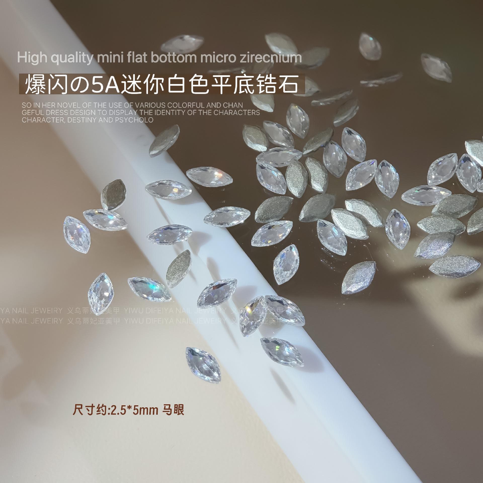 White flat bottom beveled zircon [2.5*5mm marquise]