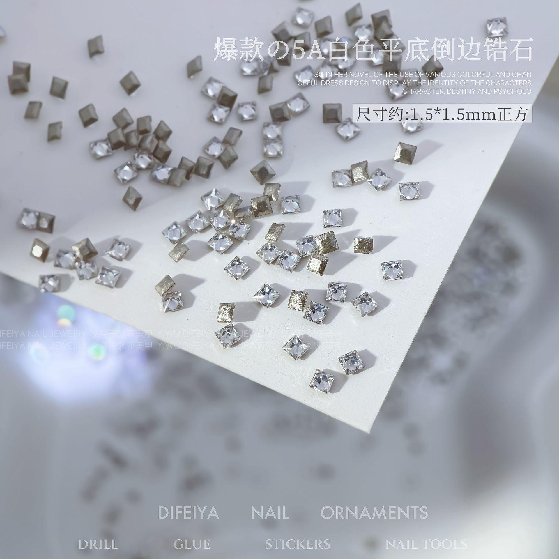 White flat bottom beveled zircon [1.5*1.5mm square]