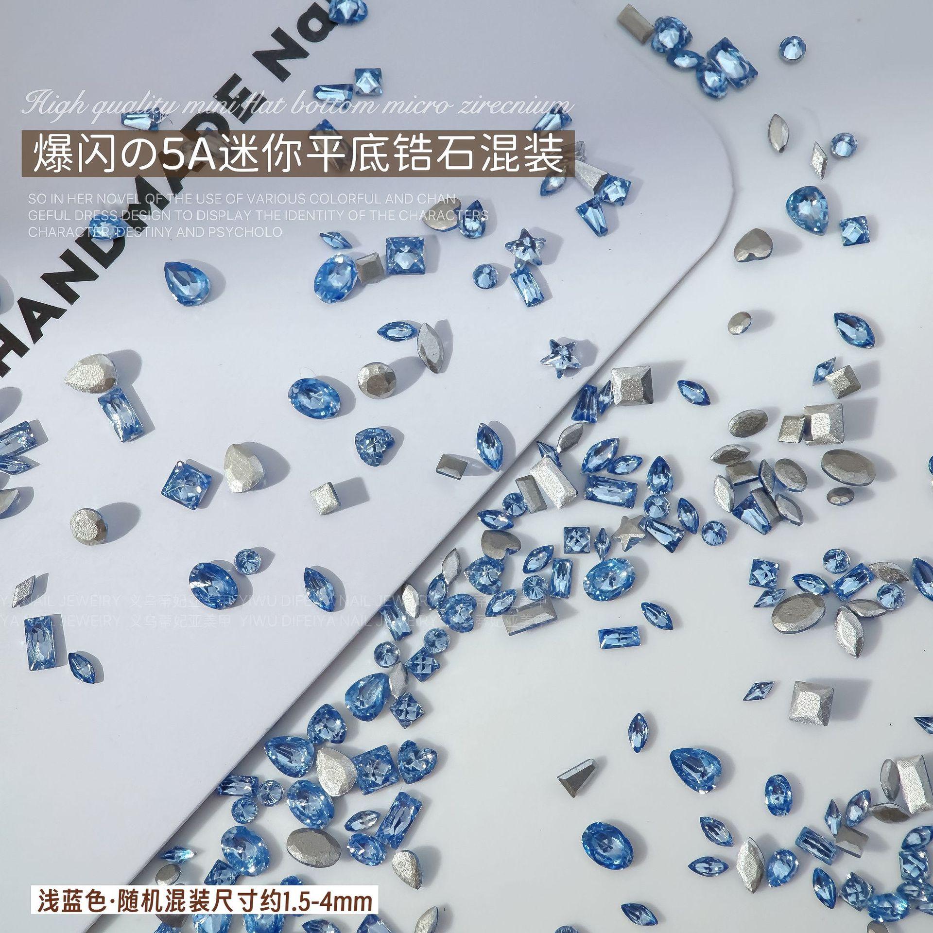 Light blue flat bottom beveled zircon mixed