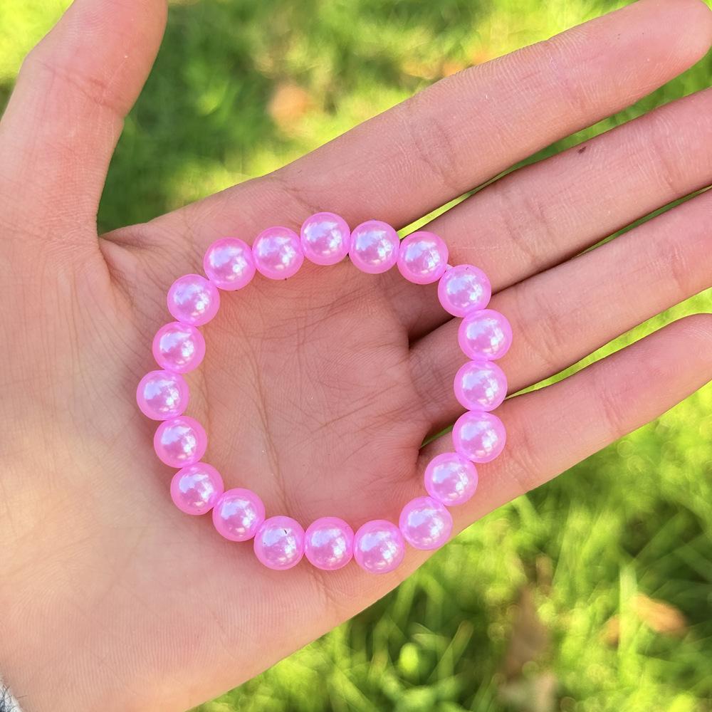8mm pink plastic pearl bracelet [default 20 pieces]