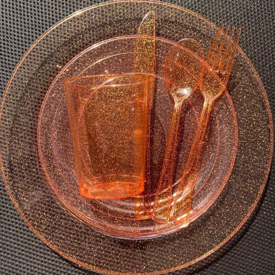 Transparent orange + gold powder / Knife