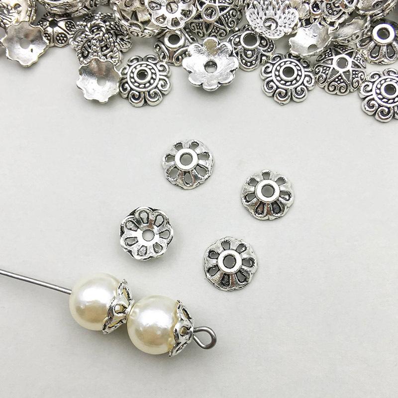 1 ancient silver daisy cap 9*9mm-0.2g-16317