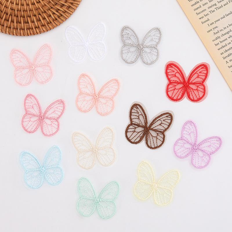 Organza Embroidered Butterfly Headwear Accessories Hairpin Accessories DIY Handbook Patch Patch Hanbok Shoes and Socks Accessories