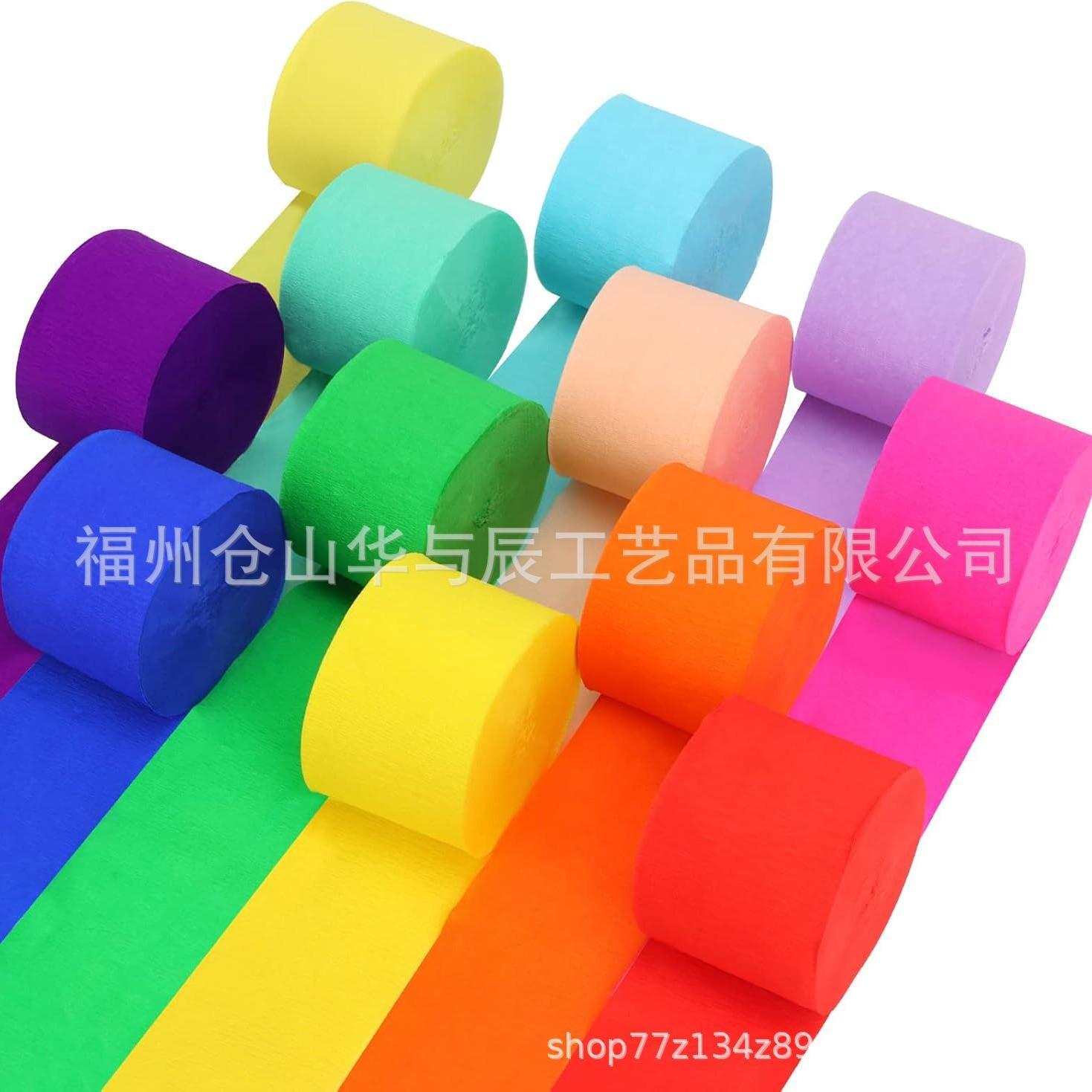 Colorful Crepe Paper Decoration for Children's Birthday Wedding Party Background Wall Garland Ribbon Crepe Paper Streamer Arrangement Hanging Decoration
