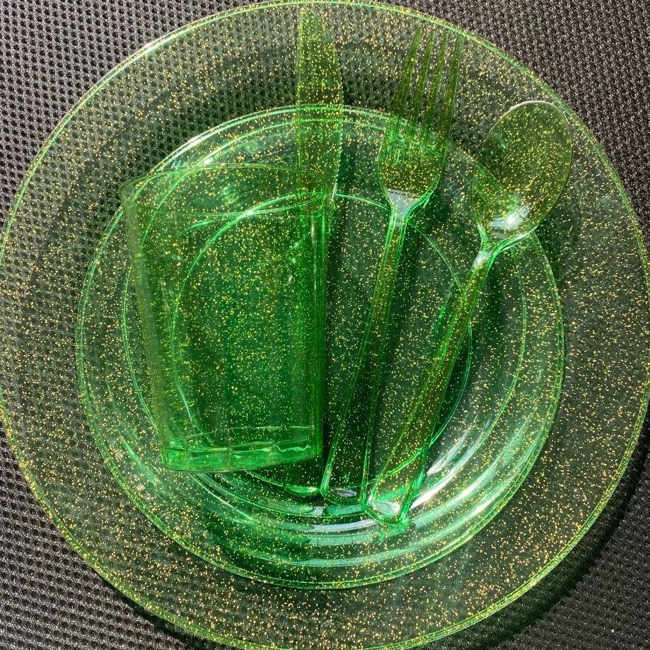 Transparent green + gold powder / Knife