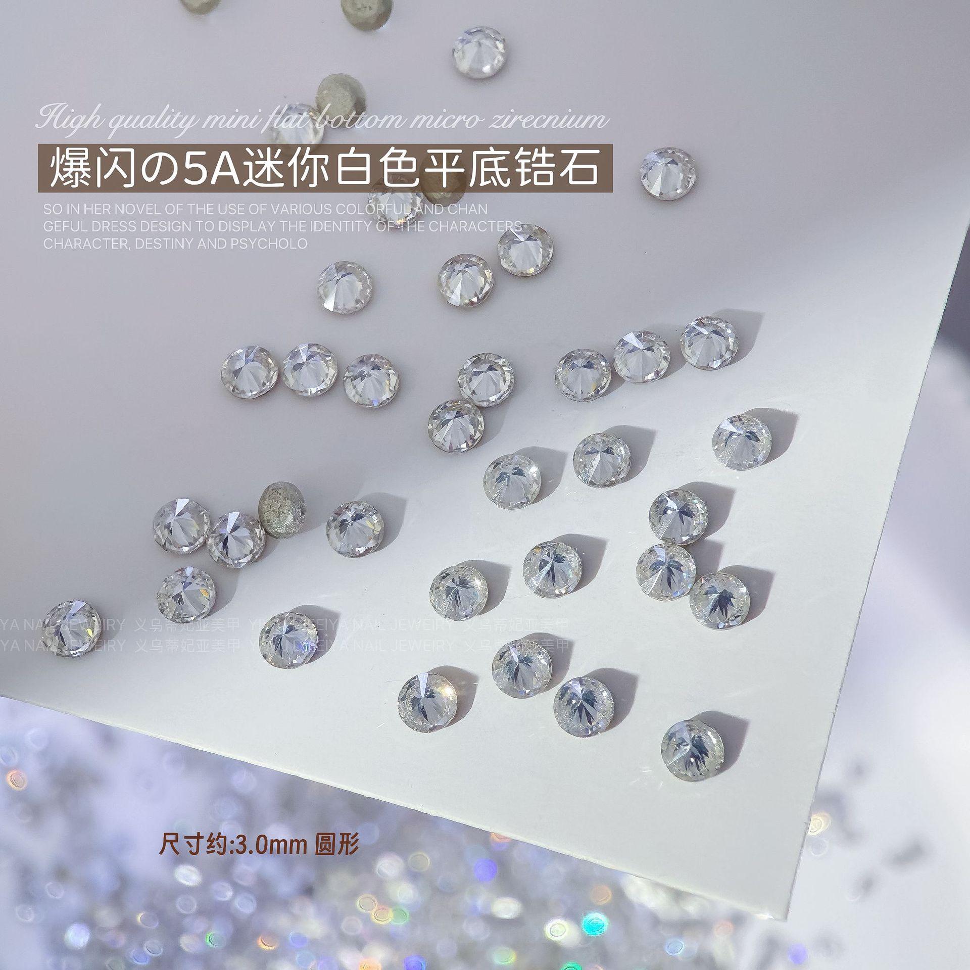 White flat bottom beveled zircon [3.0mm round]