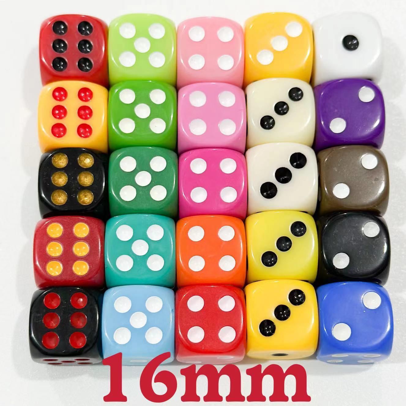 Yiwu Dege leisure and entertainment supplies 16mm acrylic solid color dice color complete