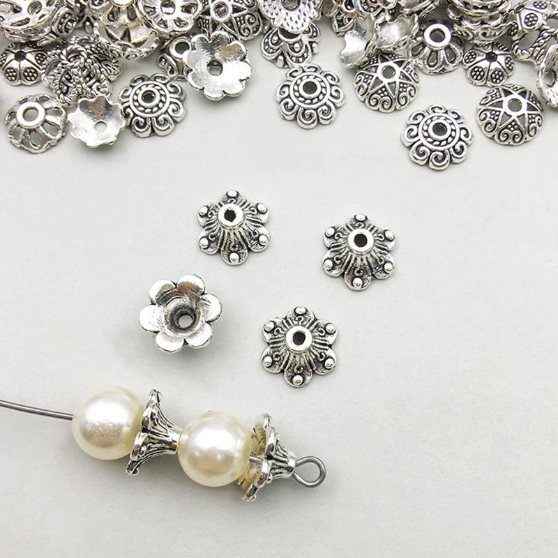 1 ancient silver flower-shaped flower cap 9*9mm-0.4g-16325