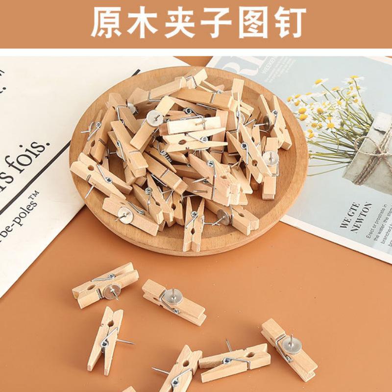 Creative office stationery with pushpin clip Photo Cork pushpin wooden clip photo wall cork nail hanging clip