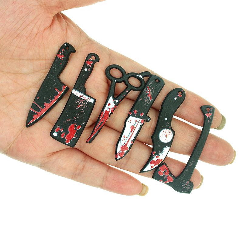 European and American Halloween Acrylic Scissors Axe Funny Resin Double-sided Printing Jewelry Pendant DIY Earrings Pendant