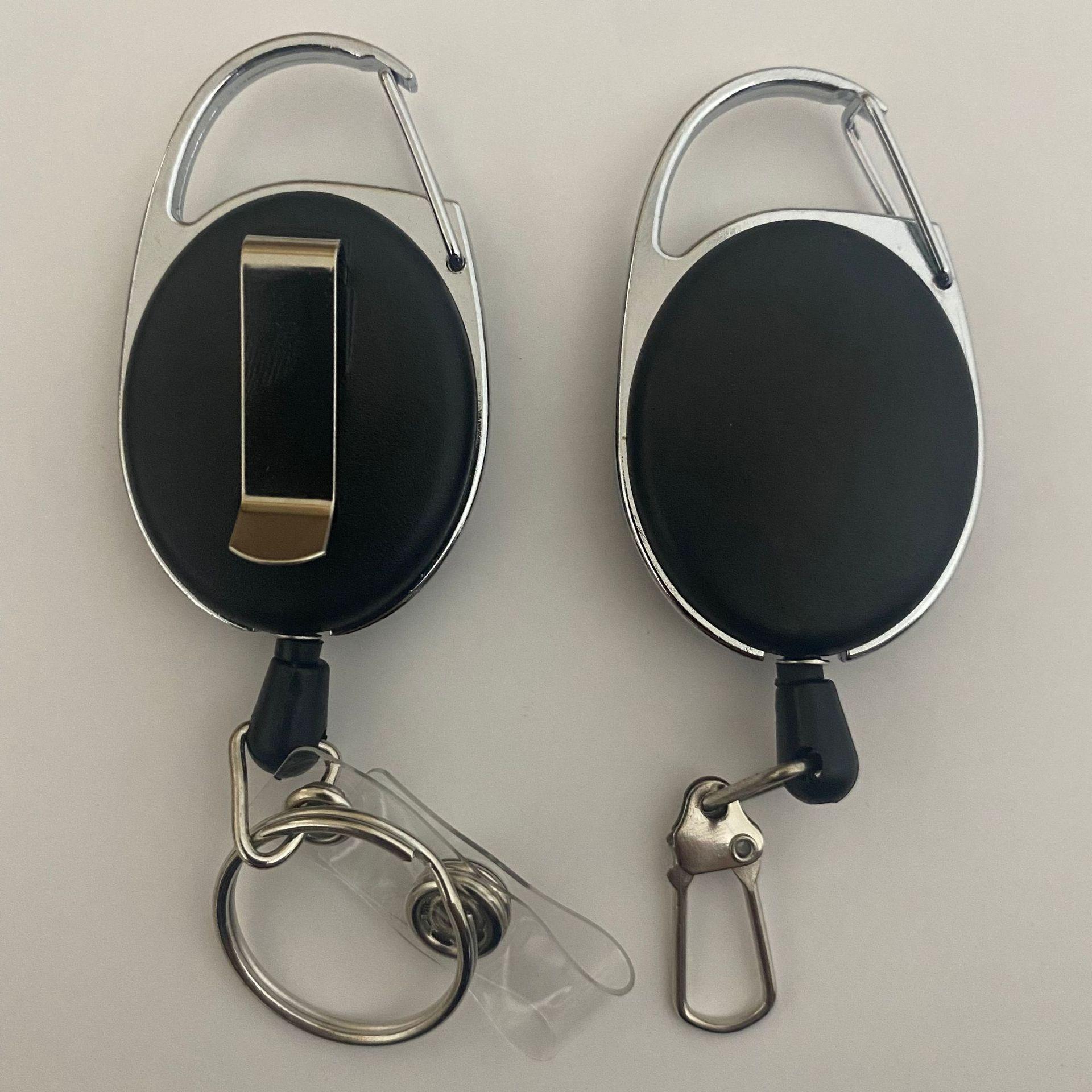 Easy pull buckle metal telescopic buckle zinc alloy easy pull keychain anti-lost certificate anti-lost Oval frosted wire puller