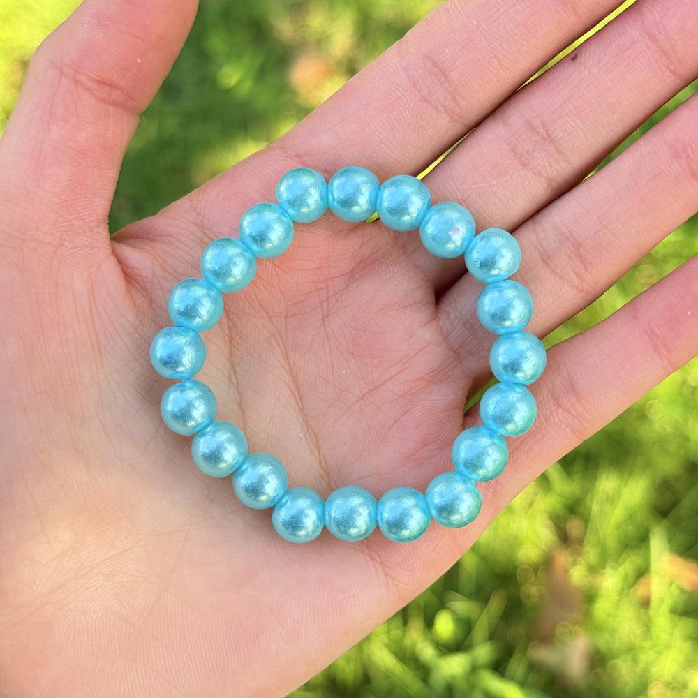 8mm blue plastic pearl bracelet [default 20 pieces]