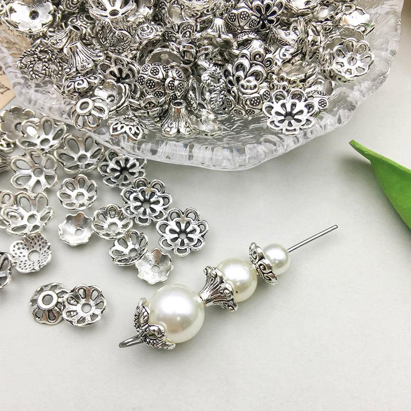 1 new ancient silver alloy simulation hollow flower flower hat pendant pendant diy jewelry accessories thumbnail 3