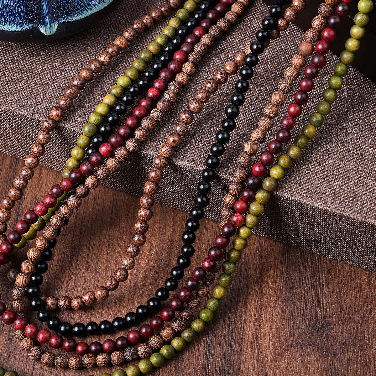 Loose Sandalwood Beads 108 Pieces, Round Beads, Green Sandalwood, Black Sandalwood, Blood Sandalwood, Golden Sandalwood, High Oil Wood Bracelet Beads DIY thumbnail 3