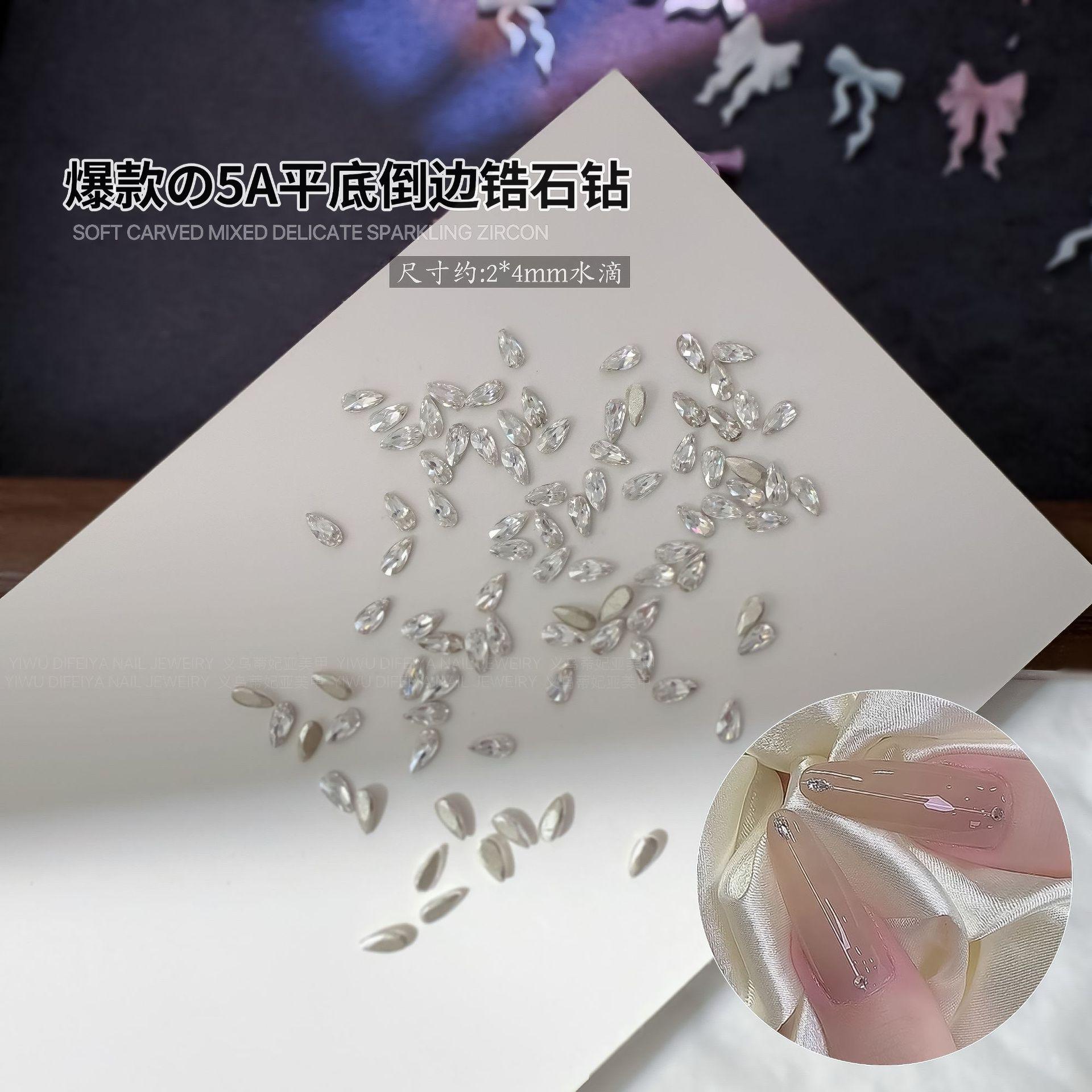 White flat bottom beveled zircon [2*4mm water drop]