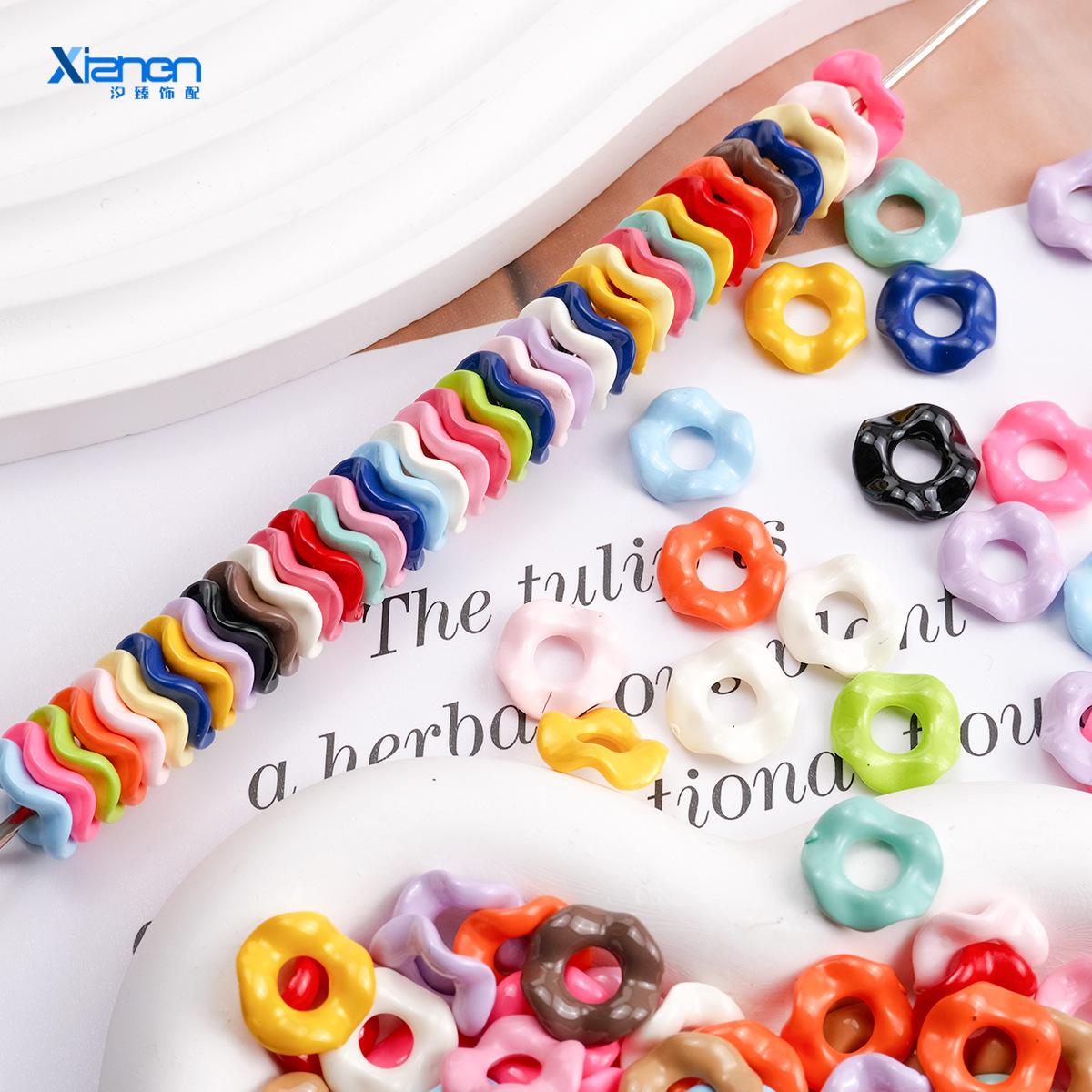 Wavy Stacking Lace Large Perforated Round Bead Bag Hanging Acrylic Mobile Phone Chain Bracelet DIY Jewelry Accessories thumbnail 2