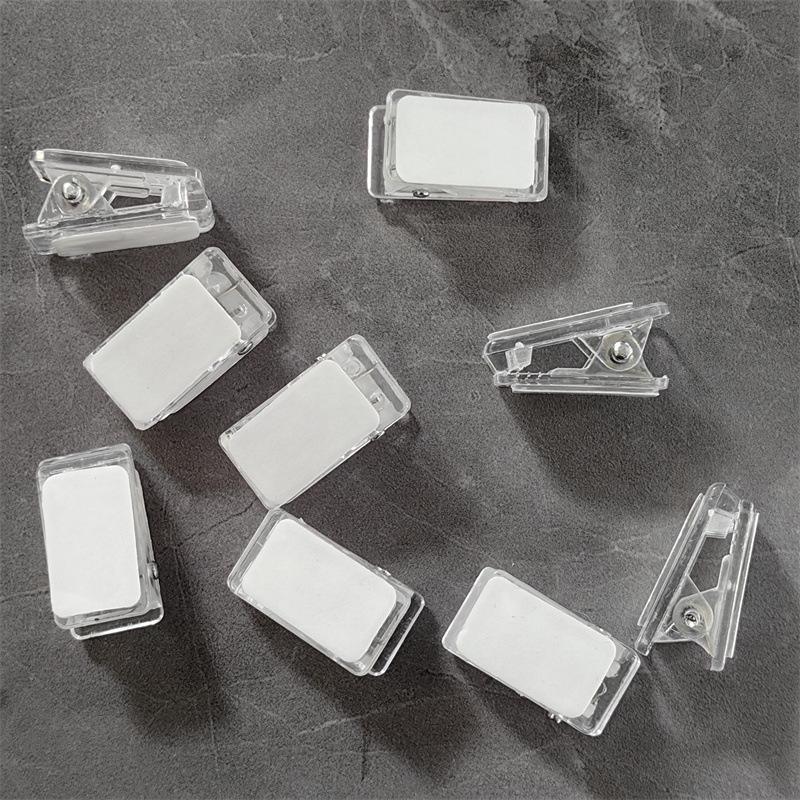 Transparent Plastic Chest Card Clip Certificate Chest Card Clip Factory Brand Clip Spring Clip Sticky Acrylic Self-adhesive Double-sided Adhesive Clip