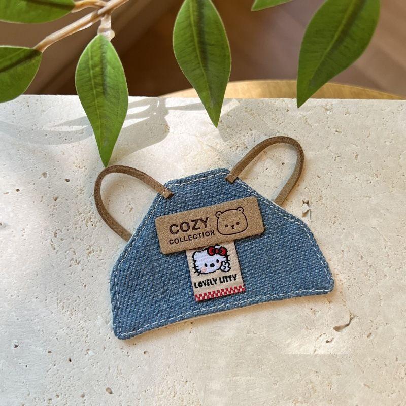 Kt bear logo blue denim apron