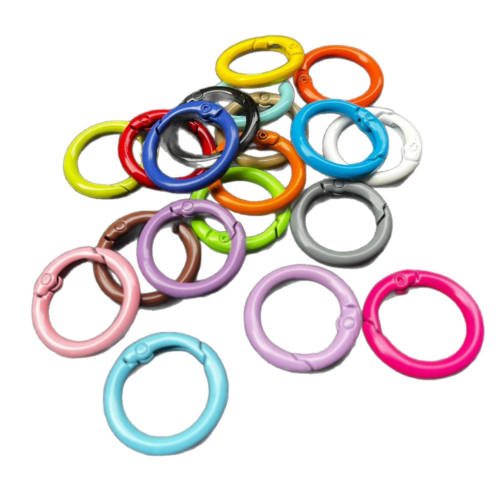 Zinc Alloy Round Keychain DIY Luggage Accessories Open Circle Spring Buckle Colorful Spray-Painted Spring Ring thumbnail 5