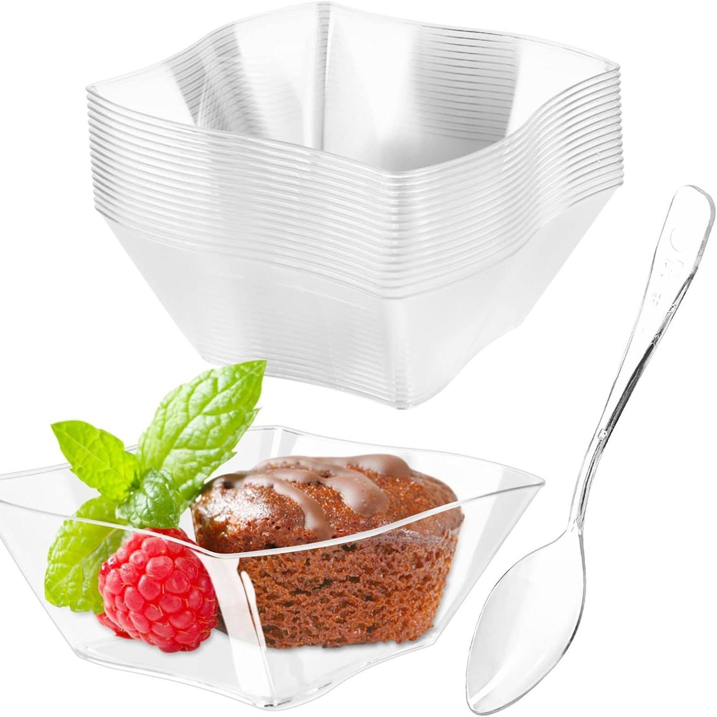 Cross-Border Amazon Disposable Ps Hard Plastic Thickened Design Dessert Sauce Transparent Snack Plate - Image 1