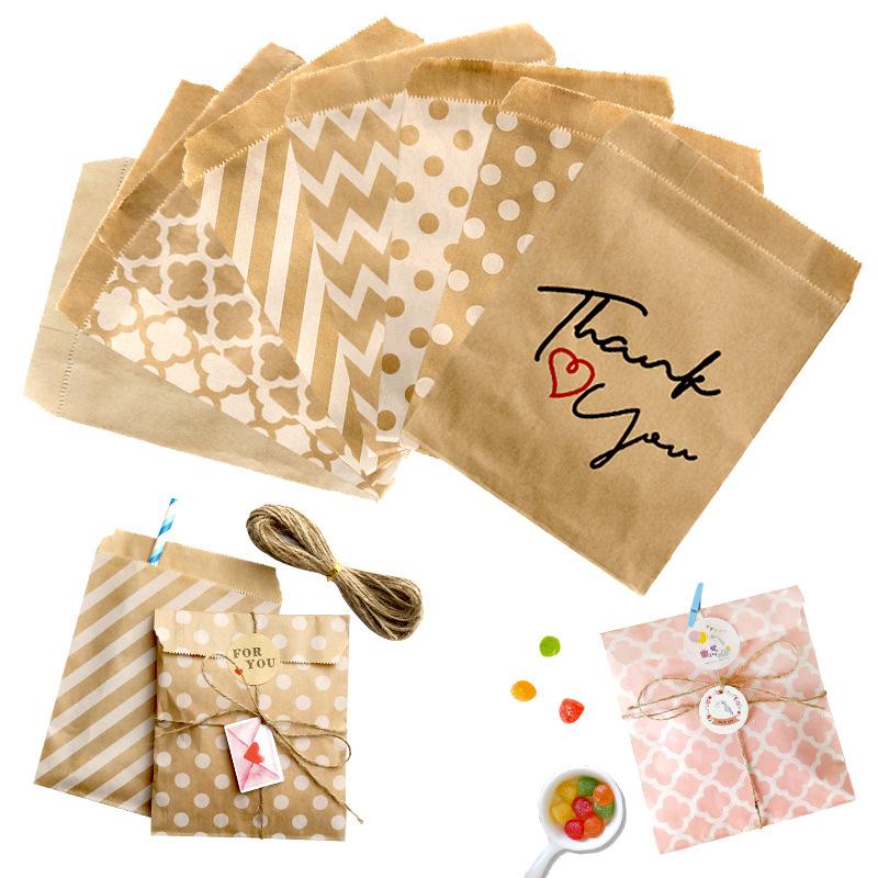 Disposable Eco-Friendly Pointed-Bottom Kraft Paper Bags, Candy Cookie Packaging Bags, Party Decoration Gift Bags