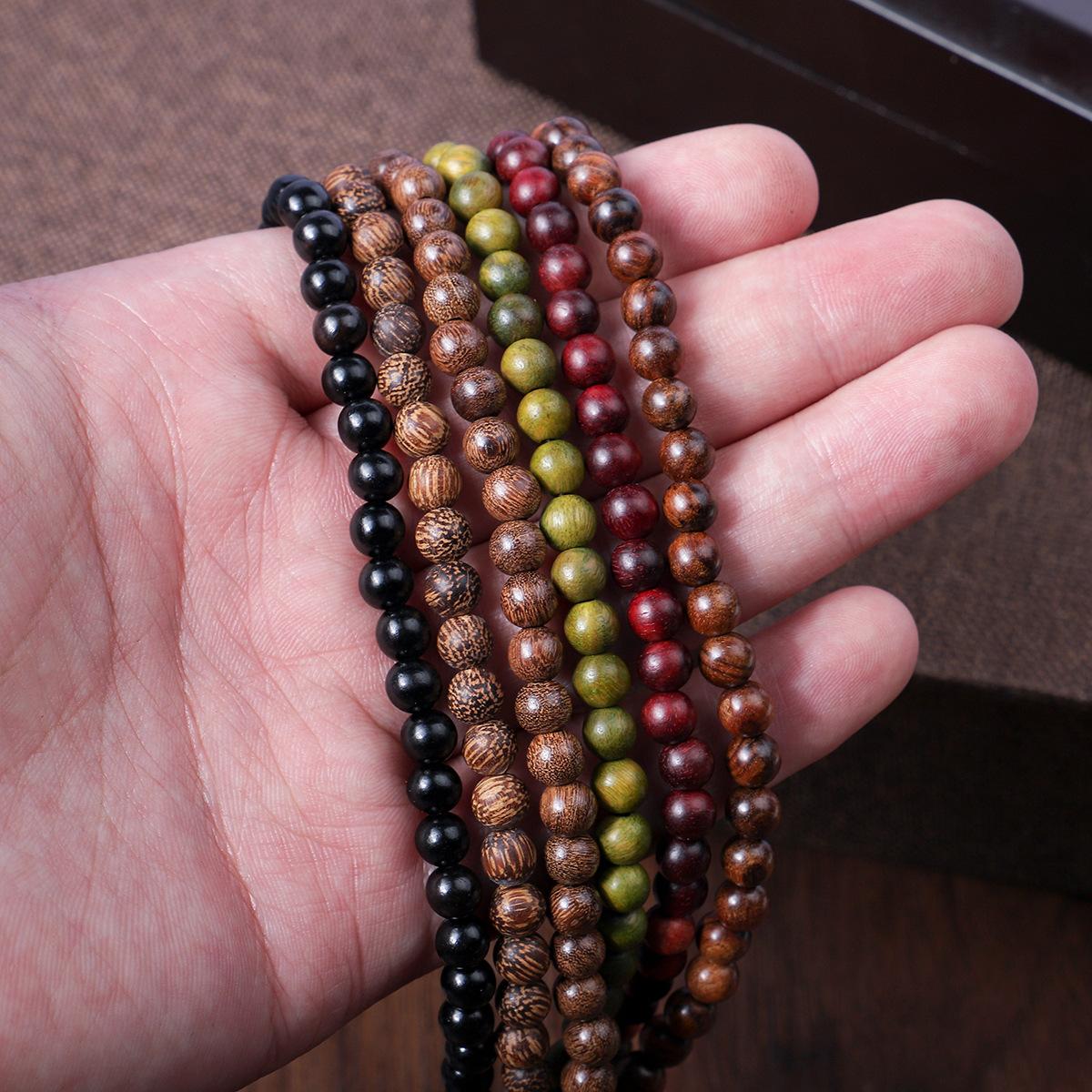 Loose Sandalwood Beads 108 Pieces, Round Beads, Green Sandalwood, Black Sandalwood, Blood Sandalwood, Golden Sandalwood, High Oil Wood Bracelet Beads DIY thumbnail 4