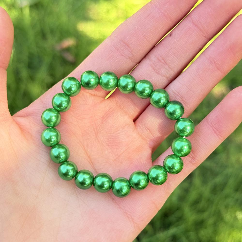 8mm green plastic pearl bracelet [default 20 pieces]