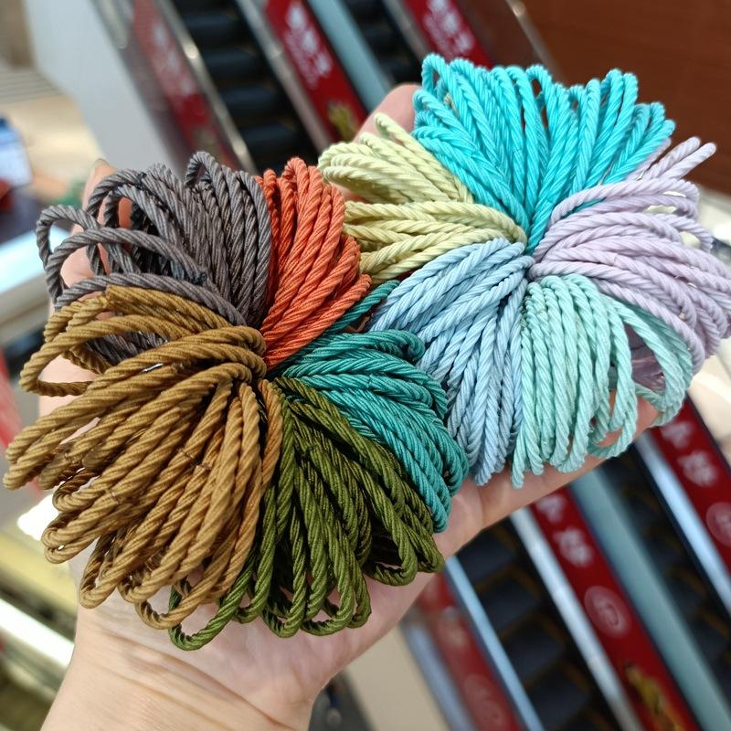 Korean Style Simple Ins Style Hair Ring High Elastic Thin Viscose Seamless Thread Rubber Band Leather Sleeve Thread Spring Color